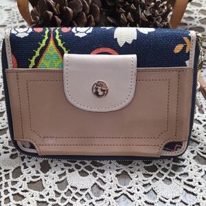 Spartina 449 Tan and Navy Floral Wallet